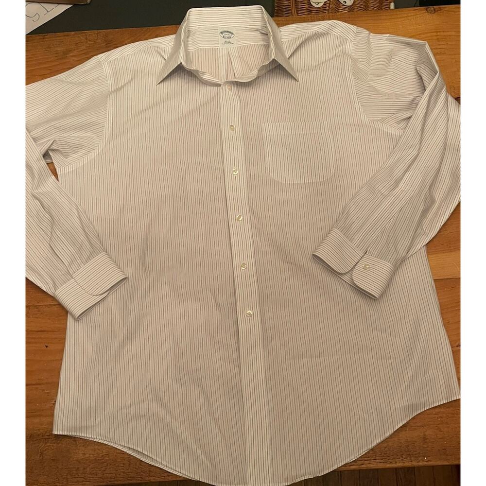 Brooks Brothers Shirt Mens 17-35 Striped Slim Fit Long Sleeve Button Up Preppy